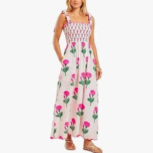 Brand New with Tags Amazon White maxi tie should dress with rose print